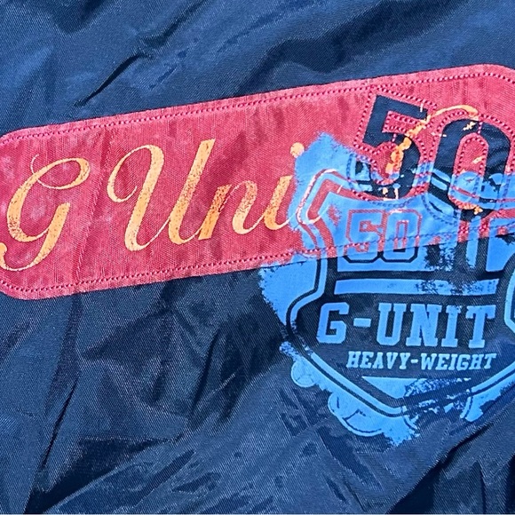 G-Unit Boy’s Graphic Blue Windbreaker Zip Up Jacket with Hood - Picture 2 of 3